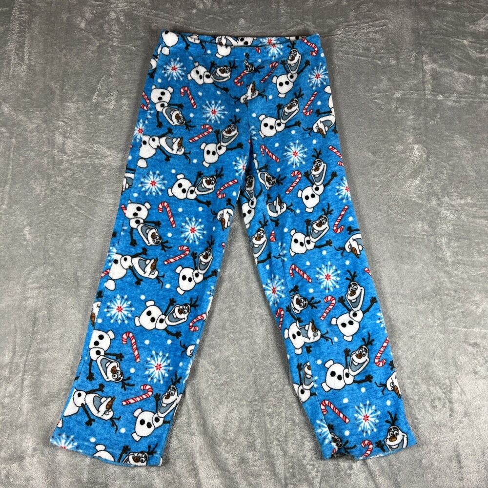 Disney Women's Pajama‎ Pants Size M 8-10 Olaf Christmas Super Soft Fleece